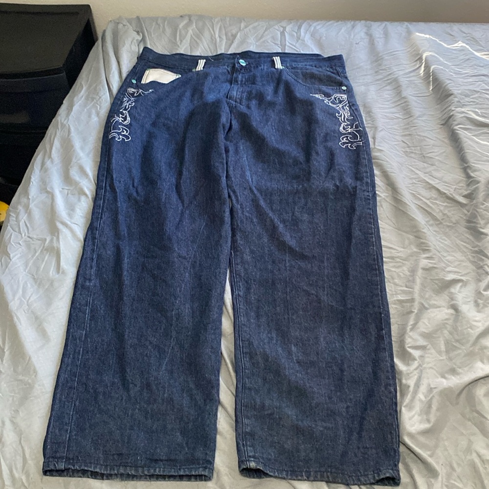 baggy crazy embroidered jeans